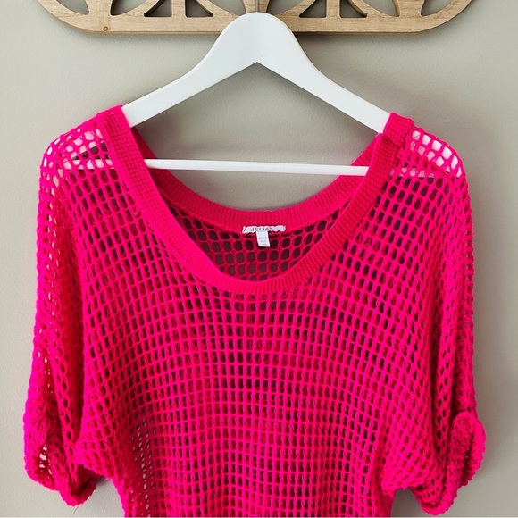 dELiA*s Open Knit Pullover Top Pink Sz XS - Picture 2 of 7